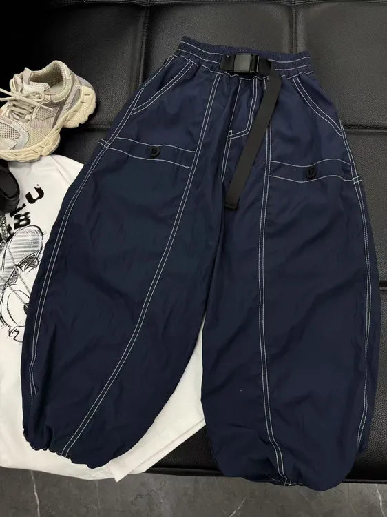 吾2025【Y】7月27日 儿童男童女童藏青色明线工装裤5523-