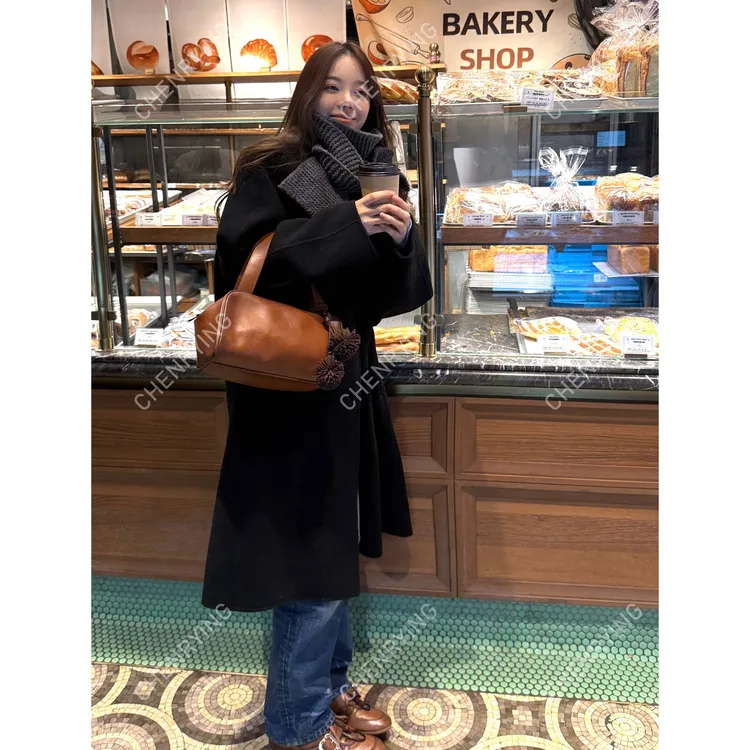 J.JOEY "100羊毛"极简双面呢纯色气质中长款毛呢外套 C501144