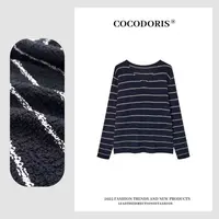 COCO DORIS 2025新款慵懒风长袖圆领条纹针织衫休闲百搭上衣2573