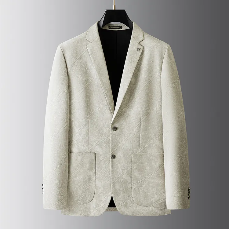 【大码男装】2025年秋季新款加肥加大时尚休闲雪尼尔提花西装西服