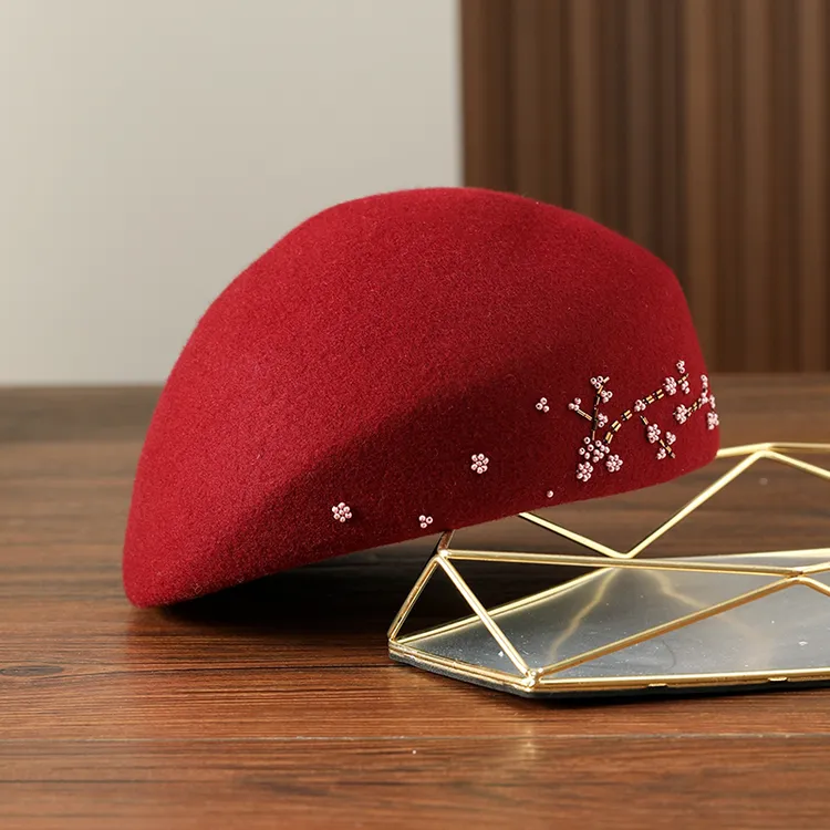 布塔贝雷帽女秋冬羊毛呢帽子保暖时尚气质礼帽空姐帽PT1342