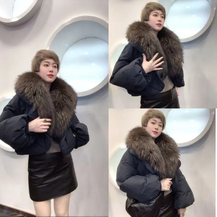 《铭嘉诗丹》貉子毛羽绒皮草外套2898 衣长55卡码拍小