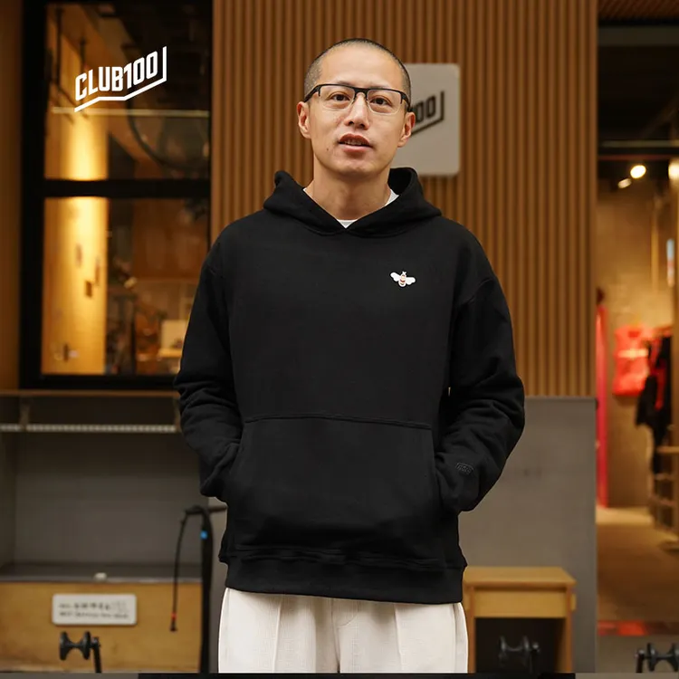 CLUB100春秋款全棉连帽卫衣宽松长袖上衣加绒帽衫男女款2025新品