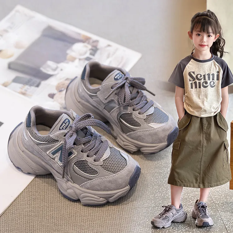 儿童运动鞋女童透气网面跑步鞋子2025春秋新款男童韩系休闲老爹鞋