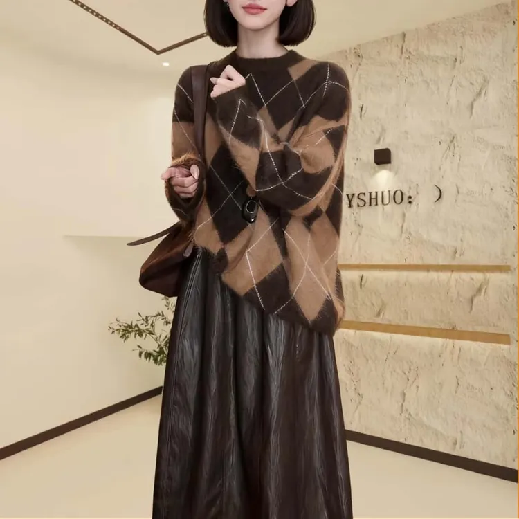 2025秋季宽松慵懒风毛衣半身裙两件套网红洋气炸街女装休闲套装
