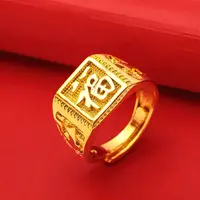 经典时尚福发财男士 戒指可调节古法戒指饰品【CH】