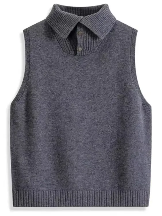 秋冬新款叠穿立领马夹显瘦针织基础款百搭马甲外穿秋冬