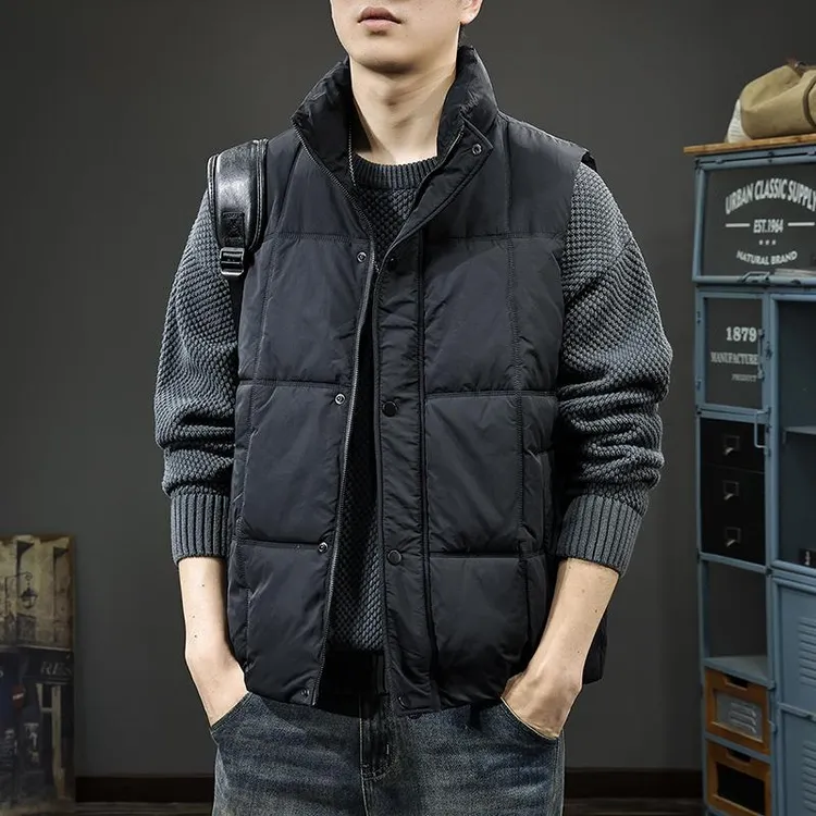 美式羽绒马甲男冬季2024新款复古保暖工装背心外套秋冬男士特价潮