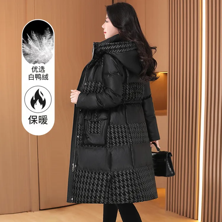 品牌黑金中长款免洗羽绒服女款2025新款冬季时尚洋气高端爆款外套