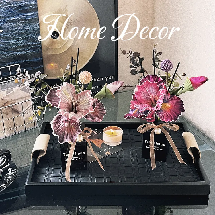 仿真PU鸢尾花假花无火香薰家用室内持久留香花艺摆件