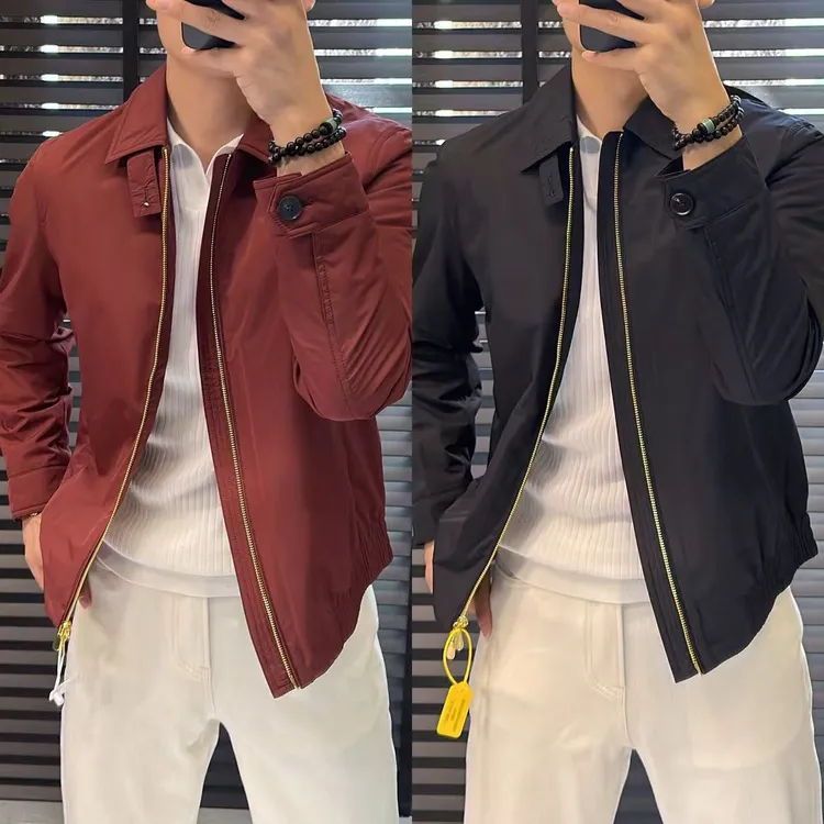 東•Dongzi 新款男士秋冬轻奢时尚翻领薄棉服9913