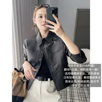 美洋MEIYANG 小迪皮衣 植鞣绵羊皮_真皮简约翻领排扣短夹克-周一