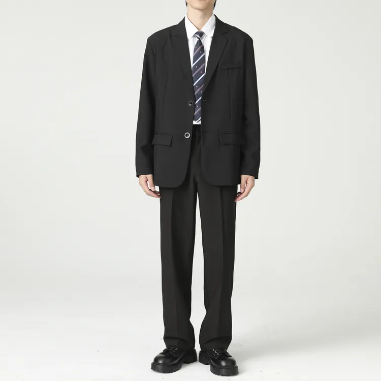 纯色西服套装男士正装西装直筒宽松垂感西裤高级感职业面试两件套