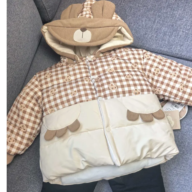 宝宝棉袄套装保暖卡通风加绒加厚冬季棉服儿童男女婴儿可开裆外穿
