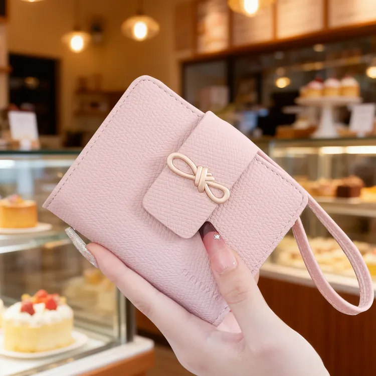 钱包女款高级感2025新款女士零钱包蝴蝶结短款钱包少女心学生钱夹