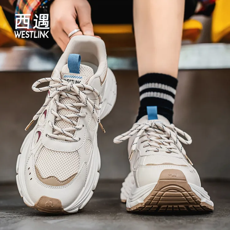 Westlink/西遇厚底增高时尚休闲鞋韩版百搭男鞋防滑户外运动鞋