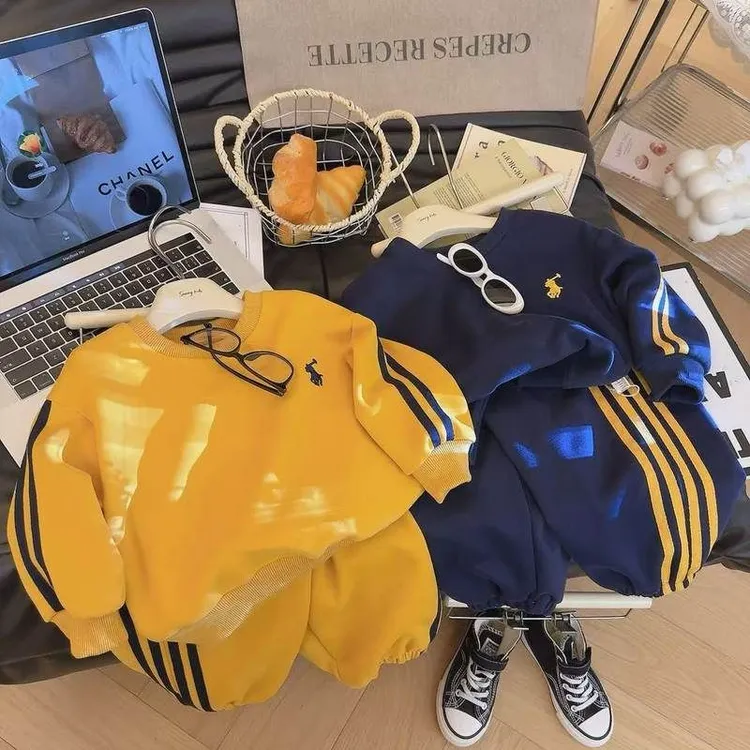 舒适柔软洋气套装春季套装儿童刺绣卫衣可爱新款中大童时尚2025