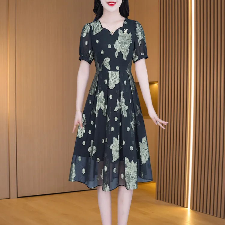 【连衣裙】优雅新款气质时尚大气减龄休闲显瘦连衣裙M-4XL-25830