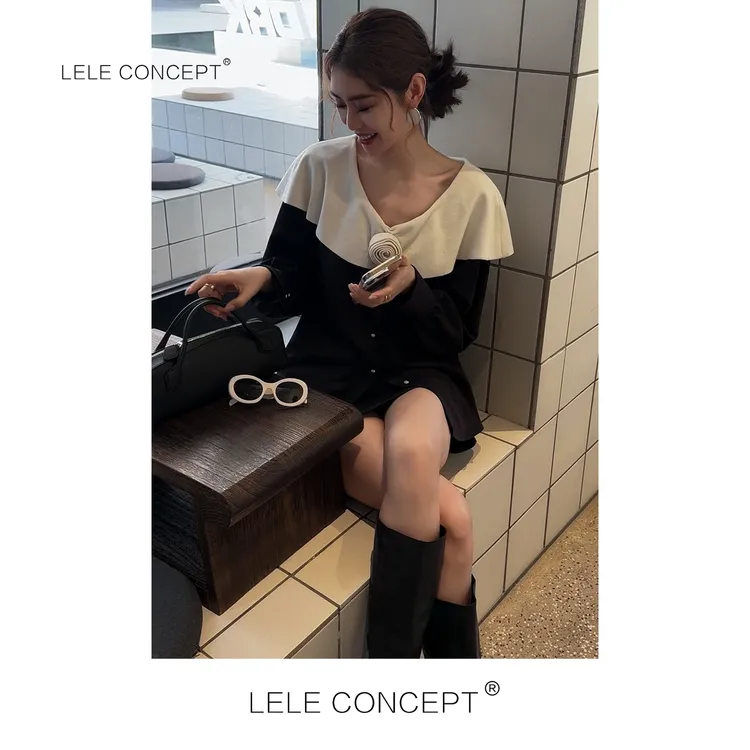 LELE CONCEPT丨「丽」法式减龄款花朵披肩领上衣FS25C0001Y