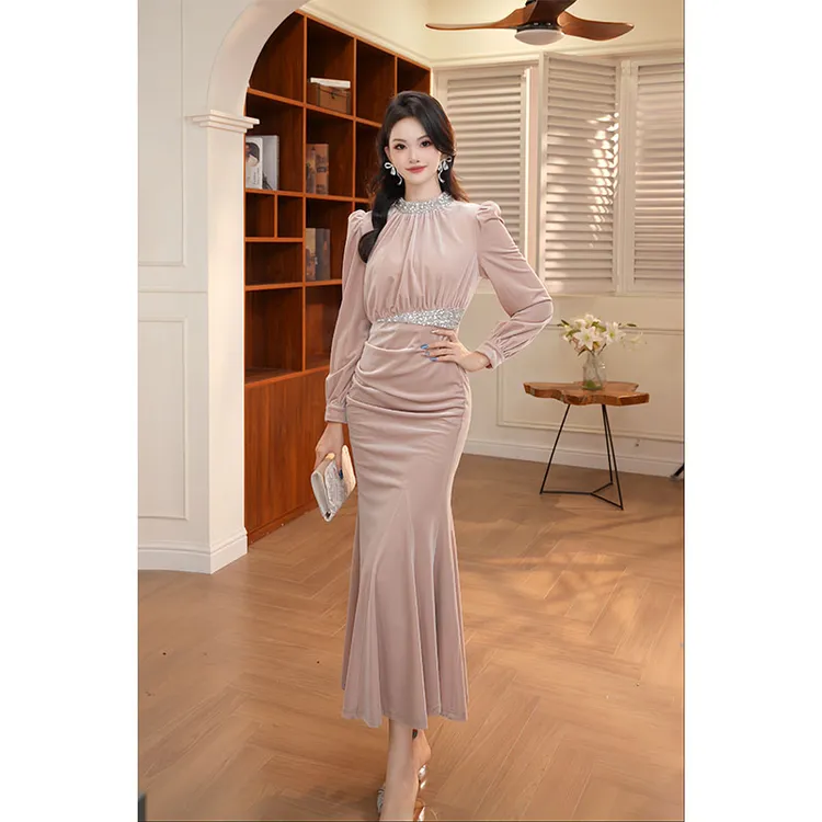 【香香定制】新款法式时尚轻奢修身显瘦气质连衣裙45076