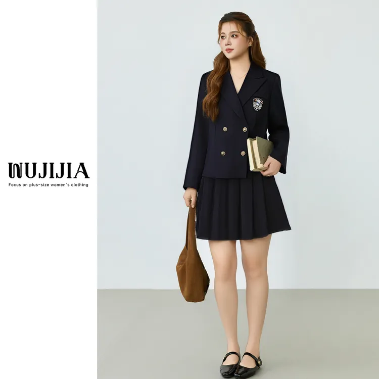 五季家气质时尚藏青色套装大码女装ZL109595
