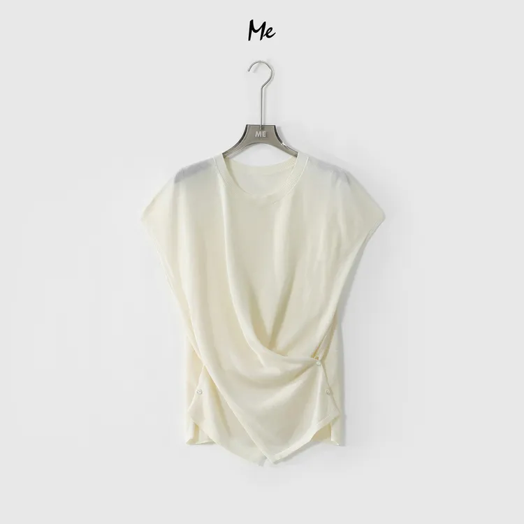 ME【慕斯小蛮腰】桑蚕丝莱赛尔混纺垂坠软糯透显瘦针织衫MESS2943