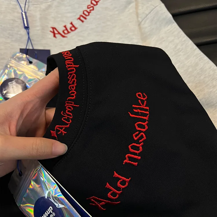 重磅刺绣字母纯棉短袖t恤美式潮牌男款2025新款春夏季情侣装上衣