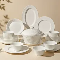 摩登主妇白色骨瓷碗具餐具套装家用2025新款碗盘碟筷乔迁新居礼物