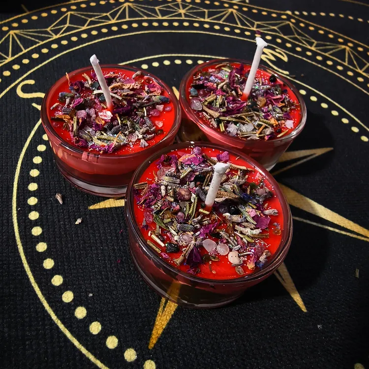 （一组三个）暖恋融情小蜡烛手作水晶草药蜡烛赠送锡纸碗特制纸