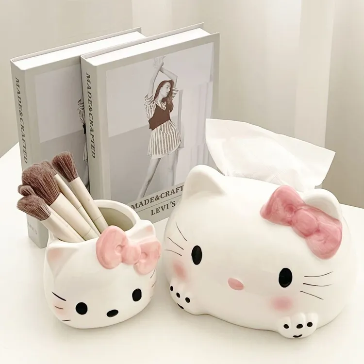 HelloKitty收纳摆件可爱少女纸巾盒桌面创意纸盒学生收纳盒