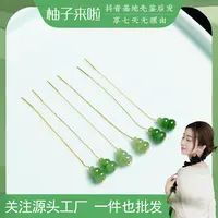 【柚子来啦】天然和田玉碧玉果绿色小葫芦s925银镶嵌耳线多样性发一