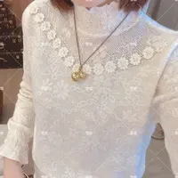 雪姐服饰「花朵蕾丝打底」新款针织半高领镂空高级气质毛衣