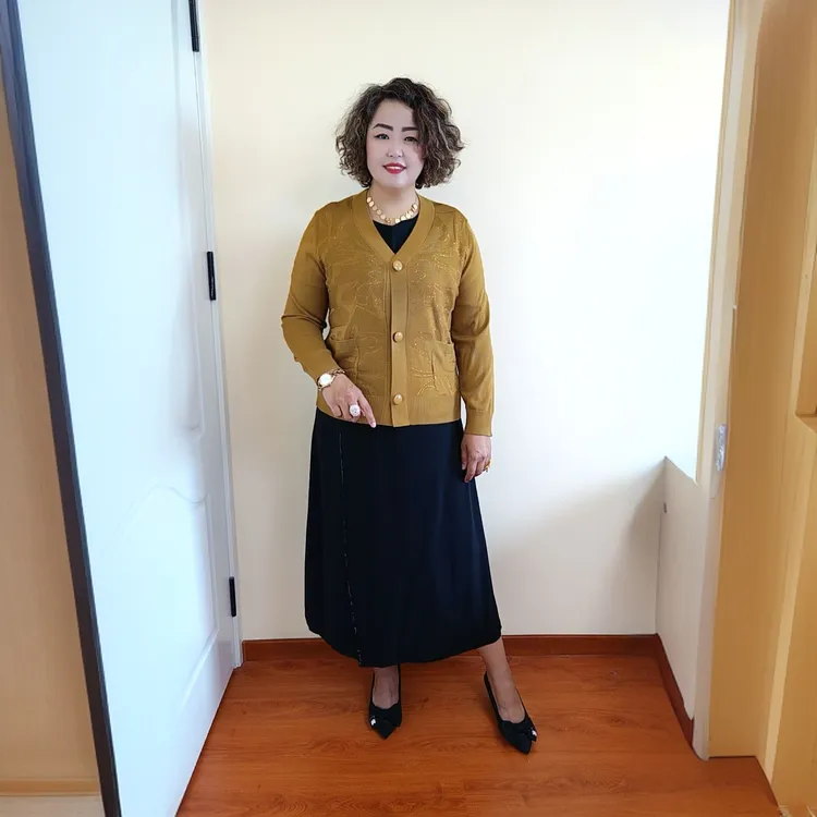 服装版型民族风女纯色新中式针织秋冬毛针织衫短款
