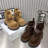 欧货磨砂皮防滑工装马丁靴女秋季厚底女靴增高厚底小个子时尚短靴