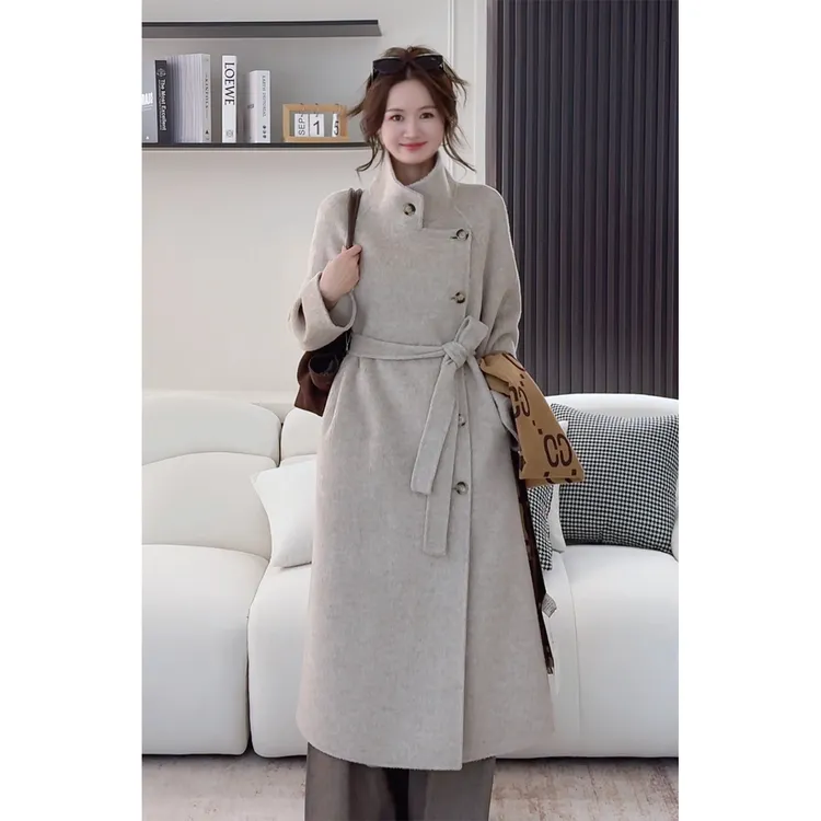 【优雅主义】2025年秋冬季原创新款韩系慵懒长款大衣外套25055