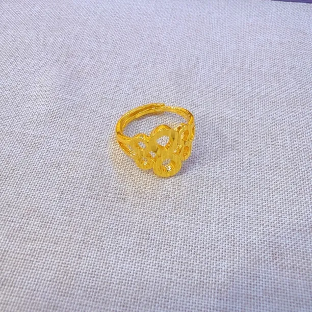 铜合金戒指 金色活口指环可调节甜美复古古风气质百搭女士