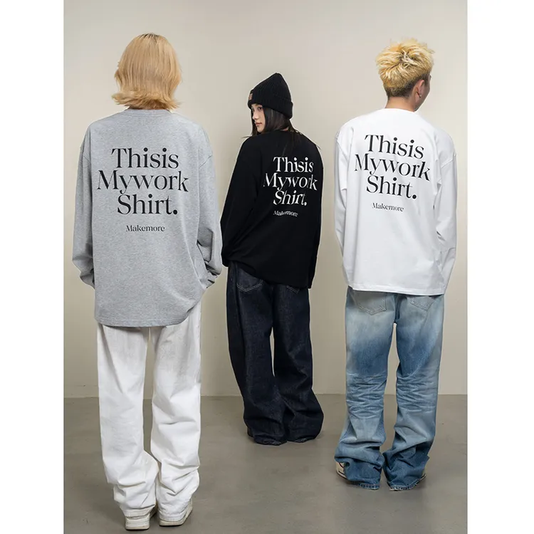 【林秋楠同款】高街常规宽松型字母印花长袖T恤情侣印花长袖街头