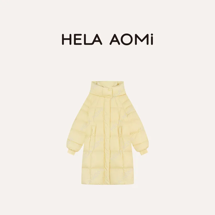 HELA AOMI “奶黄鹅被”90白鹅绒保暖过膝长款羽绒服CY5DM63021