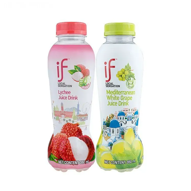 【5瓶】泰国进口if荔枝水葡萄水含芦荟果肉果汁350ml瓶装饮料整箱