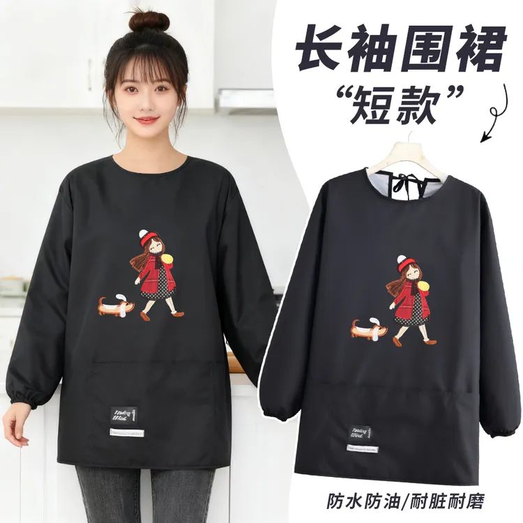 短款小个子外穿罩衣成人舒适透气防水防油工作服定制印字logo围裙