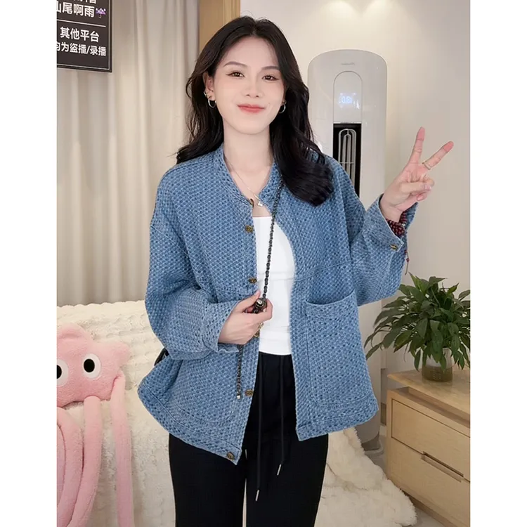 肌理感提花牛仔外套女春秋2025新款美式复古港风原宿小众韩系上衣