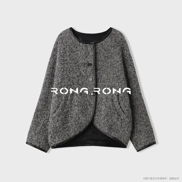 溶溶S【香奢雾染】RONGRONG羊毛羊驼毛混纺轻奢风毛呢外套SC5460018
