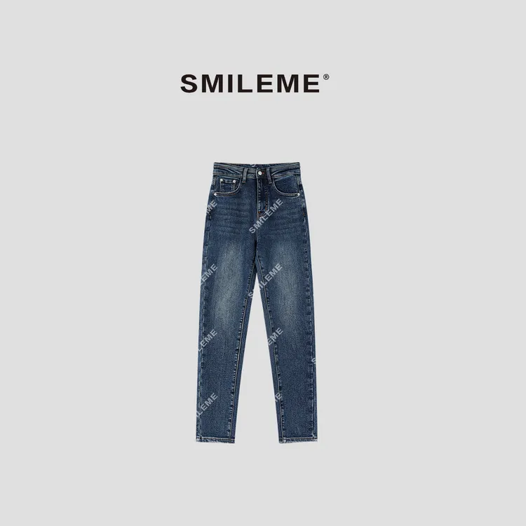 SMILEME【空谷幽兰】秋冬季时尚百搭加厚九分小角牛仔裤MC09225411