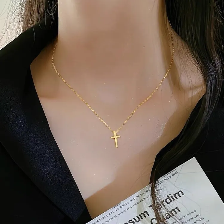 钛钢项链 十字架项链饰品颈链锁骨链女款钛钢时尚简约（姊妹款）