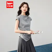 IEF/爱依服2025夏秋新款韩版简约通勤气质设计感百搭修身正肩上衣