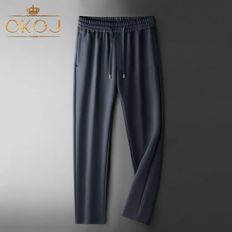 OKOJ时尚休闲运动裤男士长裤桑蚕丝亲肤透气秋季新款直筒垂感裤子