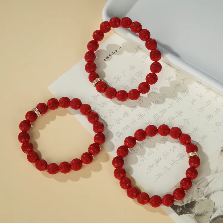 含辰砂工艺品V61538-M-朱砂DIY单圈手串9.5mm多样性发一件（甄选）