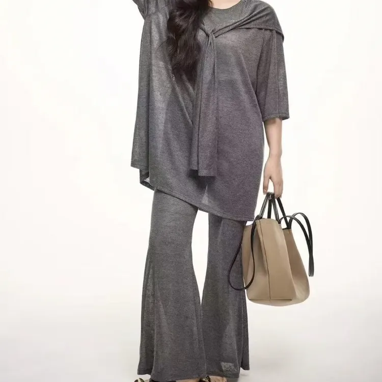 韩系ins风松弛感慵懒洋气小众遮肉显瘦针织套装