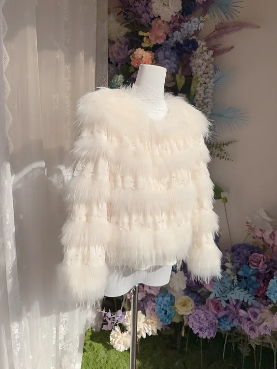 【妖姬衣橱】名媛风珍珠貉子毛皮草显瘦外套女