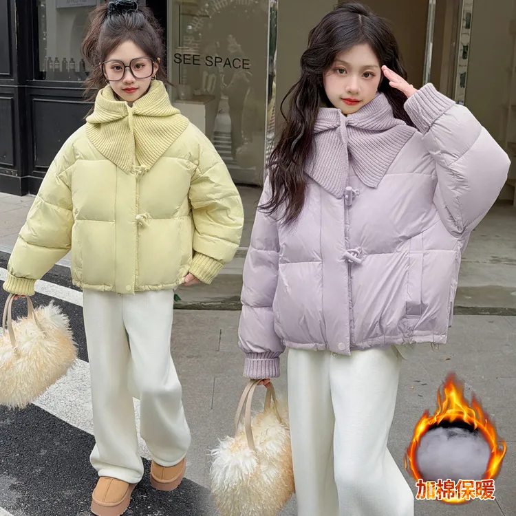女童冬季韩版休闲棉衣中大童网红洋气冬装棉服6-14岁加厚百搭外套